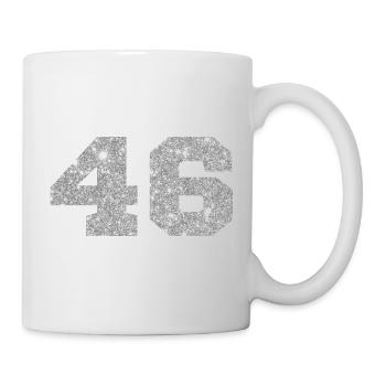 Numéro 46 paillettes argenté - 46e anniversaire - Mug blanc - blanc - Droite