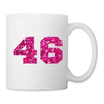 Numéro 46 paillettes rose - 46e anniversaire - Mug blanc - blanc - Droite