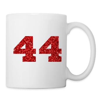 Number 44 Red Glitter - 44th Anniversary - Mug - white - Right