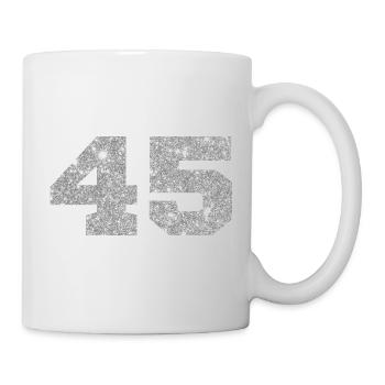 Nummer 45 Silberner Glitzer - 45-jähriges Jubiläum - Tasse - Weiß - Rechts