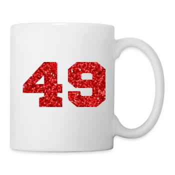 Number 49 Red Glitter - 49th Anniversary - Mug - white - Right