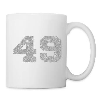 Number 49 Silver Glitter - 49th Anniversary - Mug - white - Right
