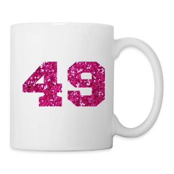 Number 49 Pink Glitter - 49th Birthday - Mug - white - Right