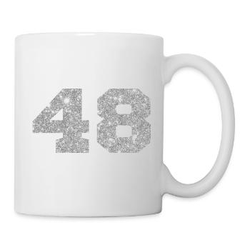 Number 48 Silver Glitter - 48th Anniversary - Mug - white - Right