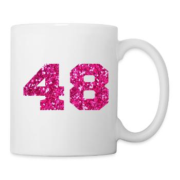 Number 48 Pink Glitter - 48th Birthday - Mug - white - Right