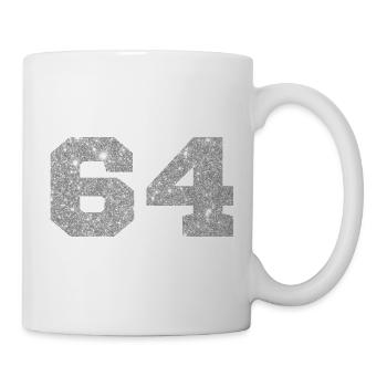 Number 64 Silver Glitter - 64th Anniversary - Mug - white - Right