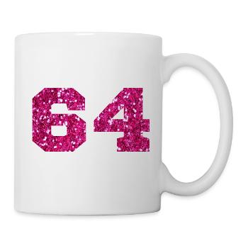 Number 64 Pink Glitter - 64th Birthday - Mug - white - Right
