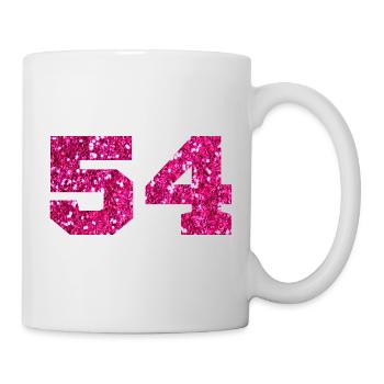 Number 54 Pink Glitter - 54th Anniversary - Mug - white - Right