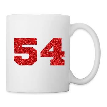 Number 54 Red Glitter - 54th Anniversary - Mug - white - Right