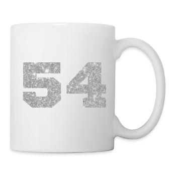 Number 54 Silver Glitter - 54th Anniversary - Mug - white - Right