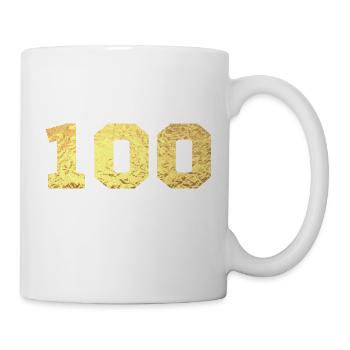 Number 100 Gold Glitter - 100th Anniversary - Mug - white - Right