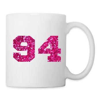 Nummer 94 Pink Glitter - 94. Geburtstag - Tasse - Weiß - Rechts