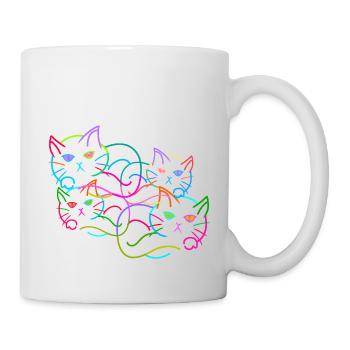 Regenbogen Katze Katzen Kätzchen Retro - Tasse - Weiß - Rechts