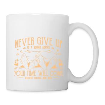 Gib niemals auf - Never give up - lustiger Reim - Tasse - Weiß - Rechts