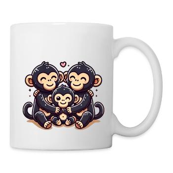 Famille de chimpanzés mère et père avec un enfant - Mug blanc - blanc - Droite