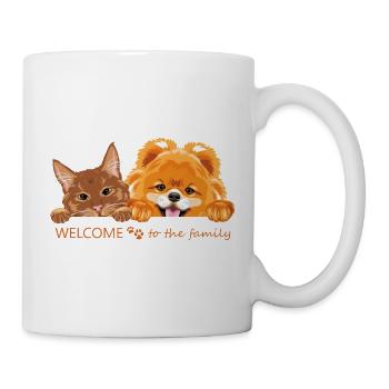 Peeking ginger cat and Pomeranian dog - Mug - white - Right