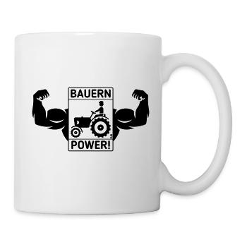 Bauern Power! (Landwirt Bauer Trecker Traktor / B) - Tasse - Weiß - Rechts
