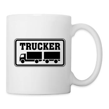 Schild Trucker Hängerzug Gliederzug - Tasse - Weiß - Rechts