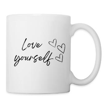 Liebe dich selbst (schwarzer Text) - Tasse - Weiß - Rechts