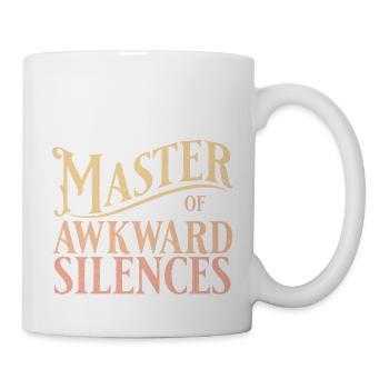 Master of awkward silences in yellow - Mug - white - Right