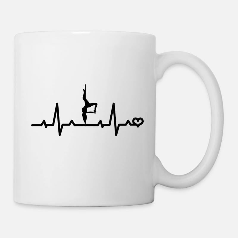 Pole Dance Danseuse ECG Fréquence cardiaque Pouls Danse - Mug blanc - blanc