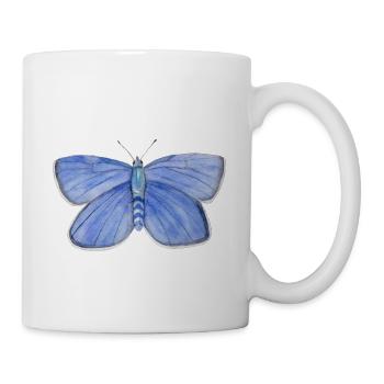 Schmetterling Blau - Tasse - Weiß - Rechts