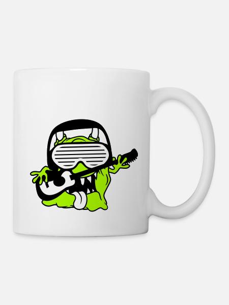 Cooles Party Monster Alien Spielt Gitarre Musik - Tasse - Weiß