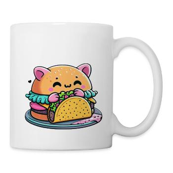 Burger Cat Taco - Cute, Whimsical, Funny, Food - Mug - white - Right
