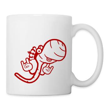 Heavy Metal Worm King Crown Horns Hand Gesture Fun - Mug - white - Right