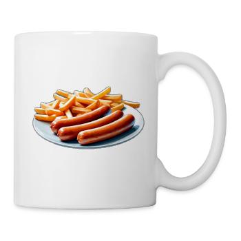 French fries and sausages Fast food Favorite dish - Mug - white - Right
