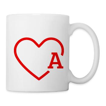 Roter Herz-Buchstabe - Tasse - Weiß - Rechts