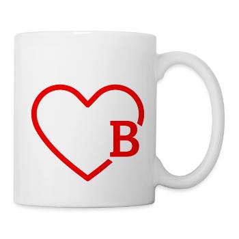 Buchstabe B Rotes Herz - Tasse - Weiß - Rechts