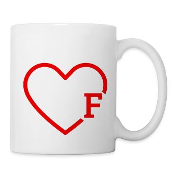 Buchstabe F Rotes Herz - Tasse - Weiß - Rechts
