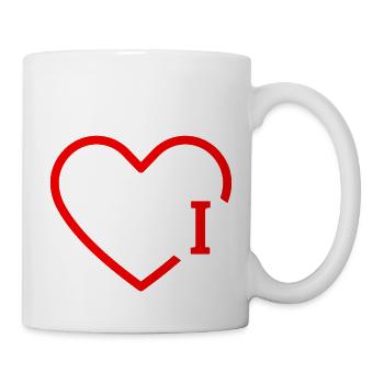 Buchstabe I Rotes Herz - Tasse - Weiß - Rechts