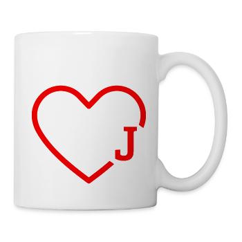 Buchstabe J Rotes Herz - Tasse - Weiß - Rechts