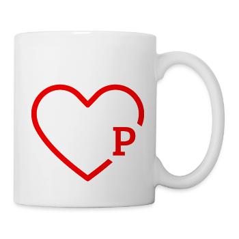 Buchstabe P Rotes Herz - Tasse - Weiß - Rechts
