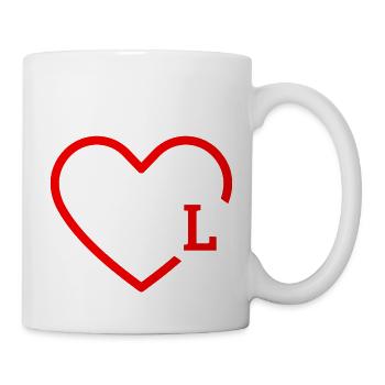 Buchstabe L Rotes Herz - Tasse - Weiß - Rechts