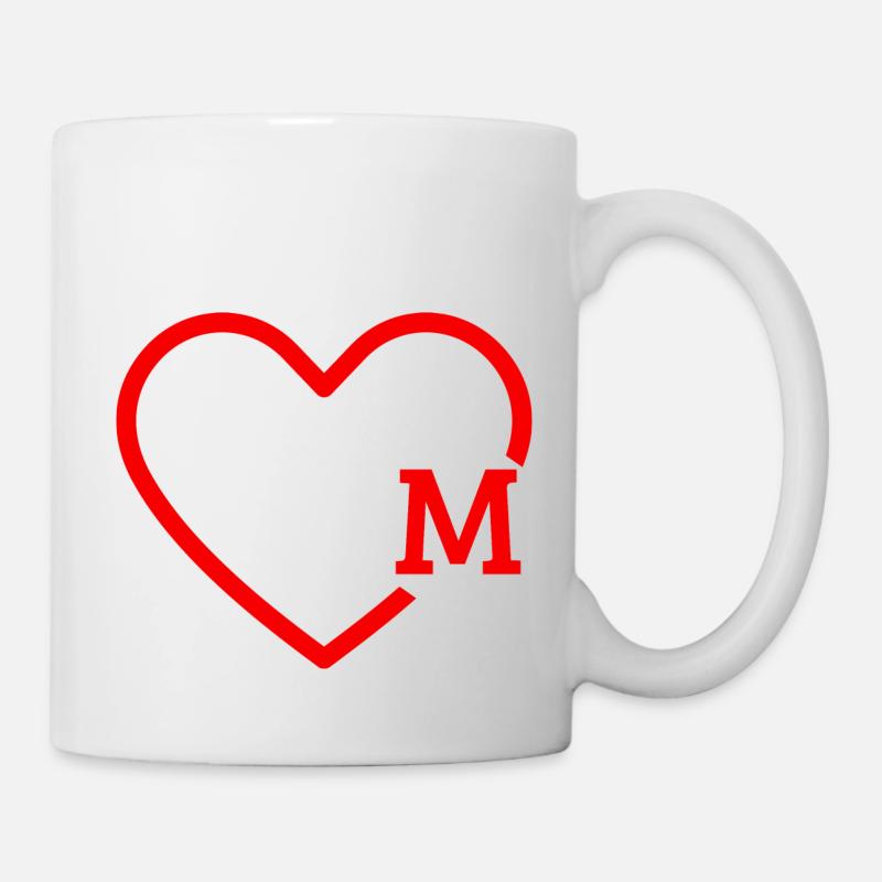 Buchstabe M Rotes Herz - Tasse - Weiß
