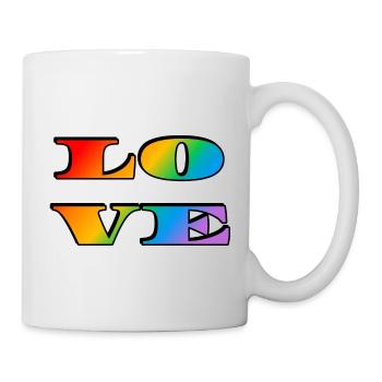 Amour arc-en-ciel rétro - Mug blanc - blanc - Droite