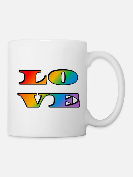 Retro Regenbogen Liebe - Tasse - Weiß