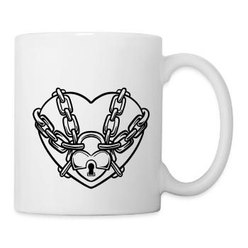 Herz Schloss Gefühlskalt Blockade Goth Gothic Emo - Tasse - Weiß - Rechts