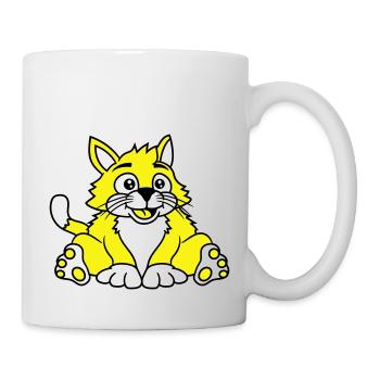 chat assis mignon heureux gros chaton - Mug blanc - blanc - Droite
