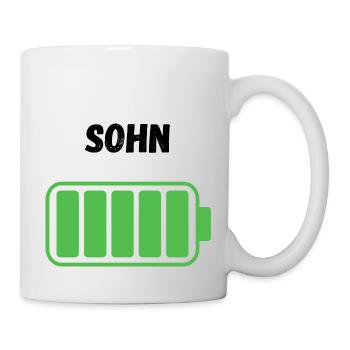 Sohn - Voller Akku - Tasse - Weiß - Rechts