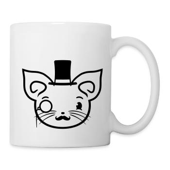 Sir Cat Gentleman Chapeau haut de forme Monocle Rich Gentleman - Mug blanc - blanc - Droite