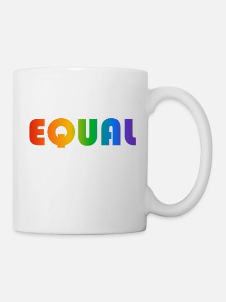 GLEICHER REGENBOGENTEXT - Tasse - Weiß