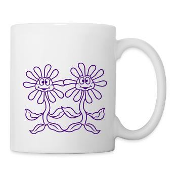 Two Flowers Team Friends Couple 2 Holding Hands - Mug - white - Right