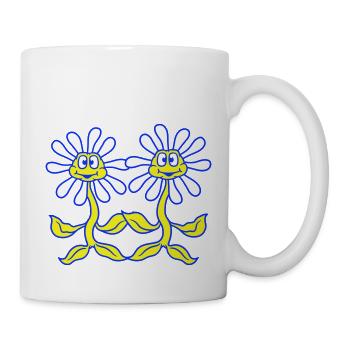 Two Flowers Team Friends Couple 2 Holding Hands - Mug - white - Right
