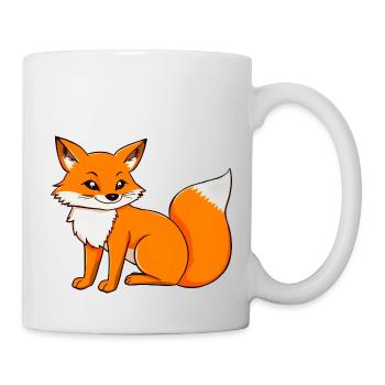 Entzückendes orangefarbenes Cartoon-Fuchs-Porträt - Tasse - Weiß - Rechts