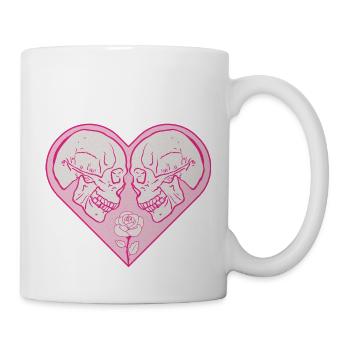 Love heart with two skulls - Tasse - Weiß - Rechts