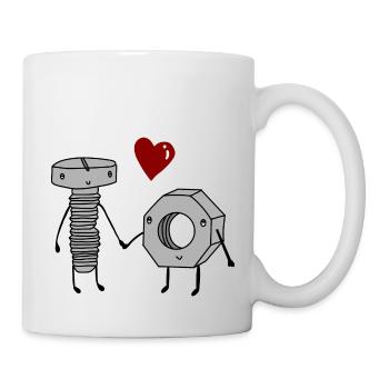 Boulon et écrou amoureux - Mug blanc - blanc - Droite